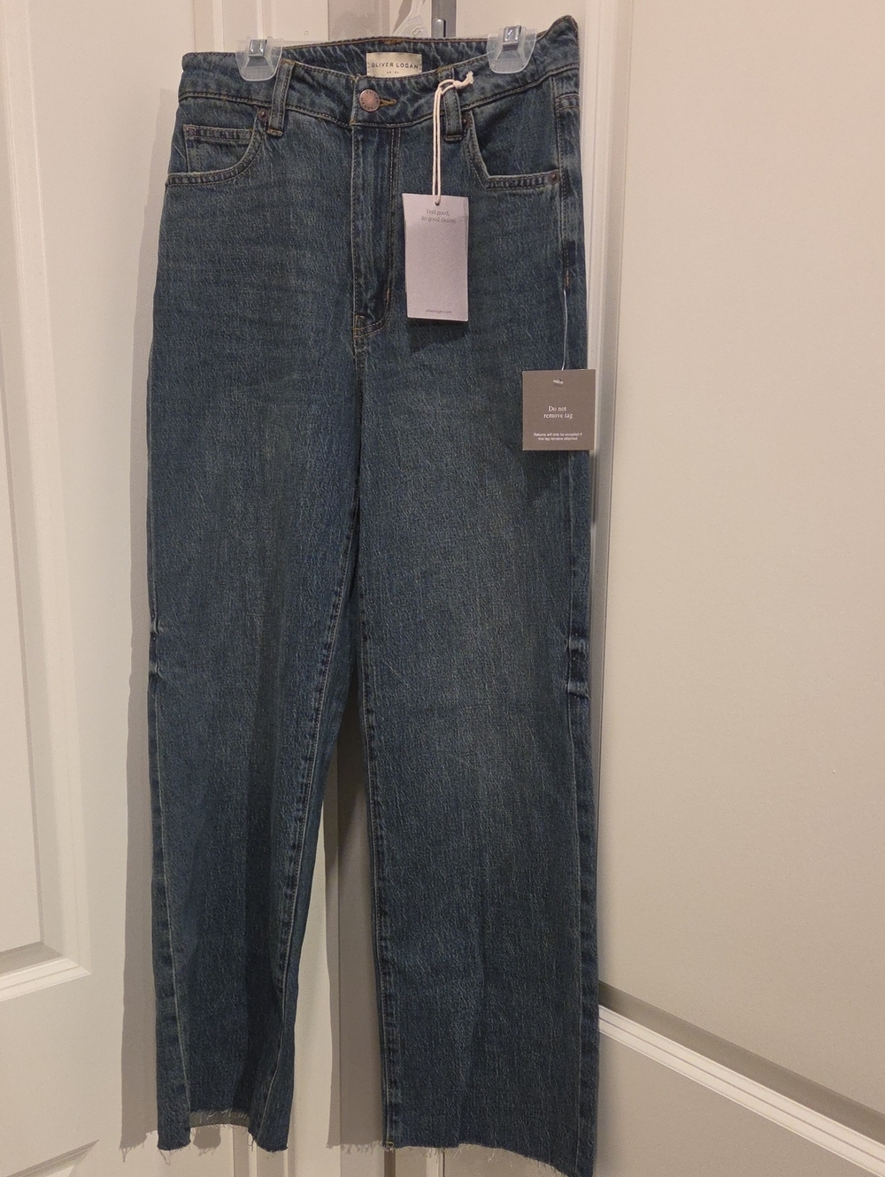 Oliver Logan High-Rise Straight Leg Jeans in Dark Blue